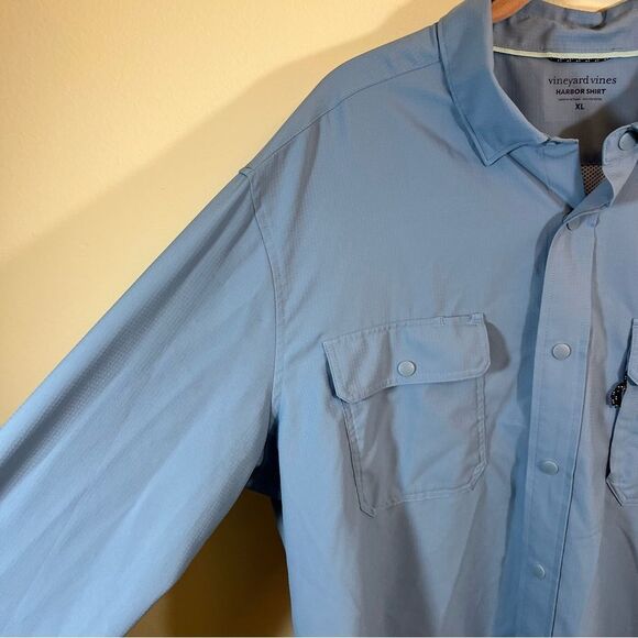 Vineyard Vines Men’s Blue Performance Harbor Shirt Snap XL - Picture 4 of 10